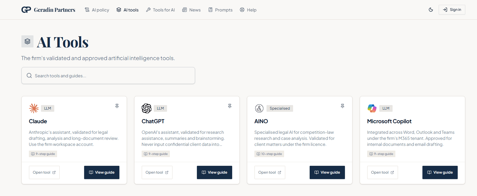 How do I navigate through the approved AI tools?